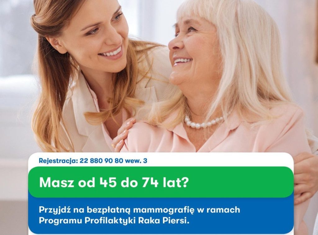 Bezpłatne badania mammograficzne w ramach Programu Profilaktyki Raka Piersi finansowanego przez NFZ.