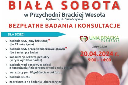 Bezpłatne badania i konsultacje lekarskie w Mysłowicach – Biała Sobota już 20 kwietnia br.!