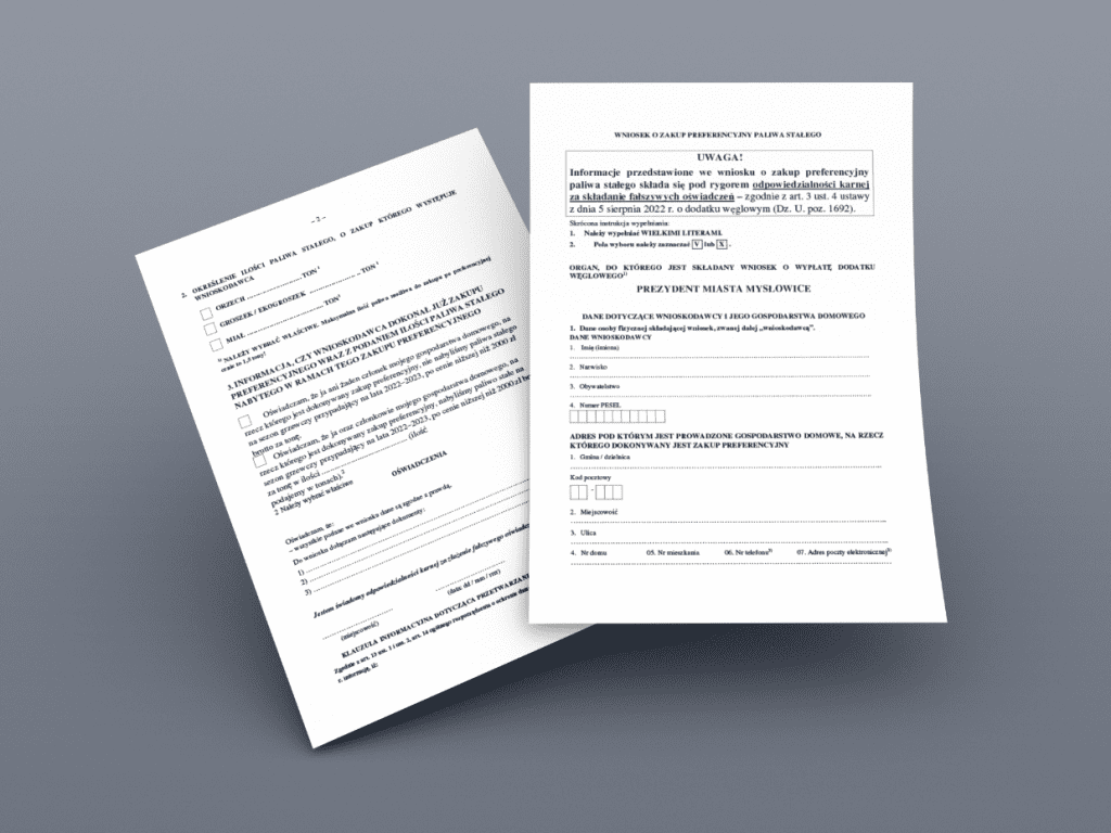 WNIOSEK O ZAKUP PREFERENCYJNY PALIWA STAŁEGO