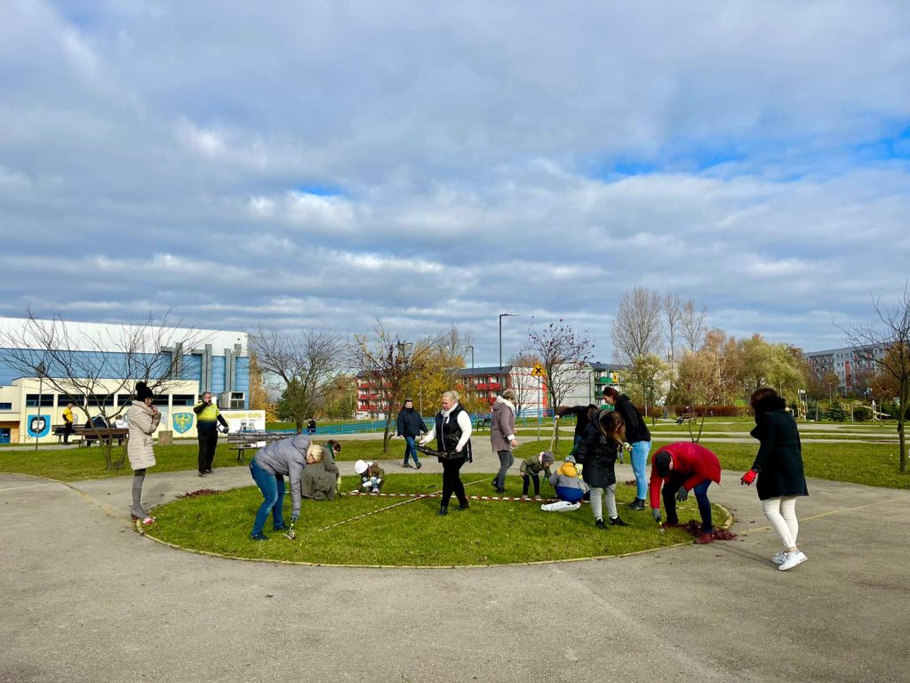 Sadzenie tulipanów na skwerze w Dzielnicy Bończyk-Tuwima